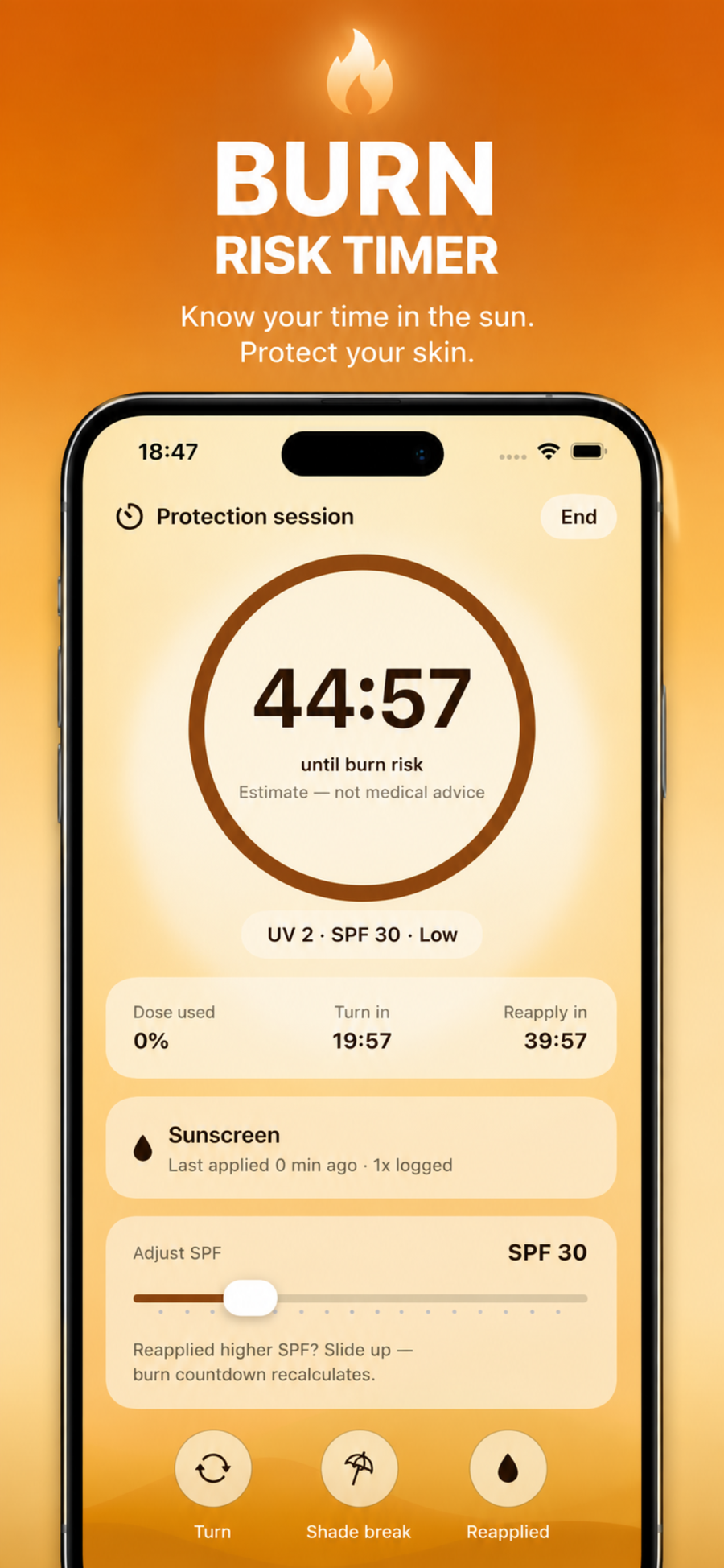 Burn risk protection timer